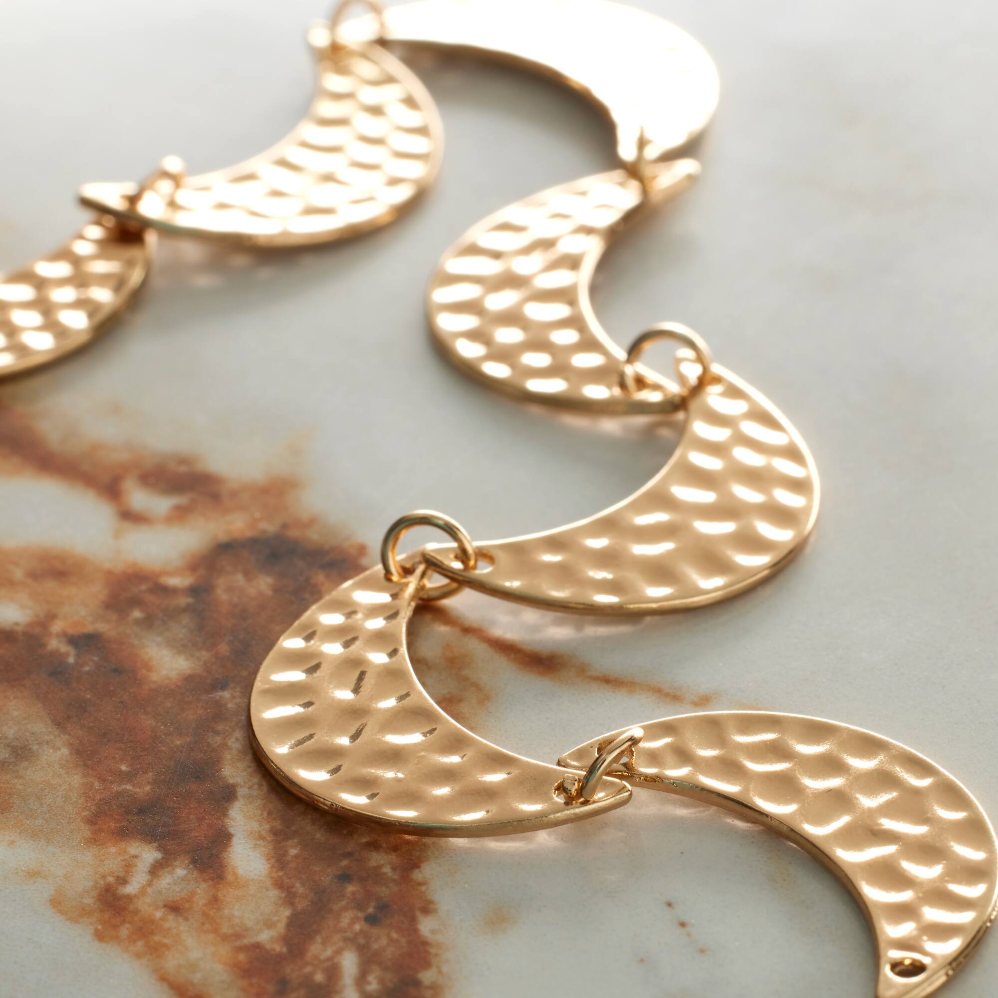 Gold Hammered Metal Moon Beads, 1" by Bead Landing™